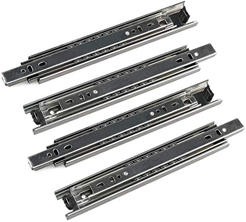 URBEST Drawer Slides, URBEST 8 Inch Full Extension 3 Section Ball Bearing Side Mounted Drawer Slider for Cabinet Kitchen, 2 Pairs (8 Inch) - Image 1